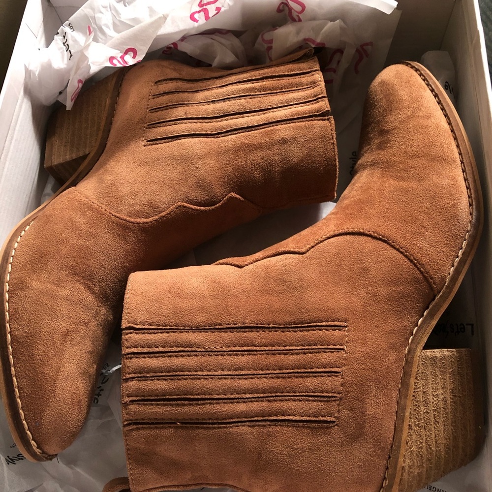 Brown suede boots